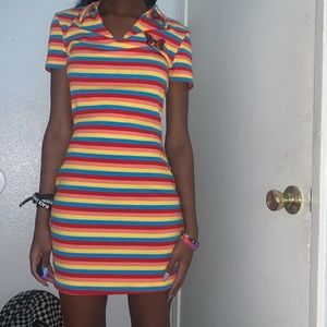pride rainbow butterfly v-neck dress.